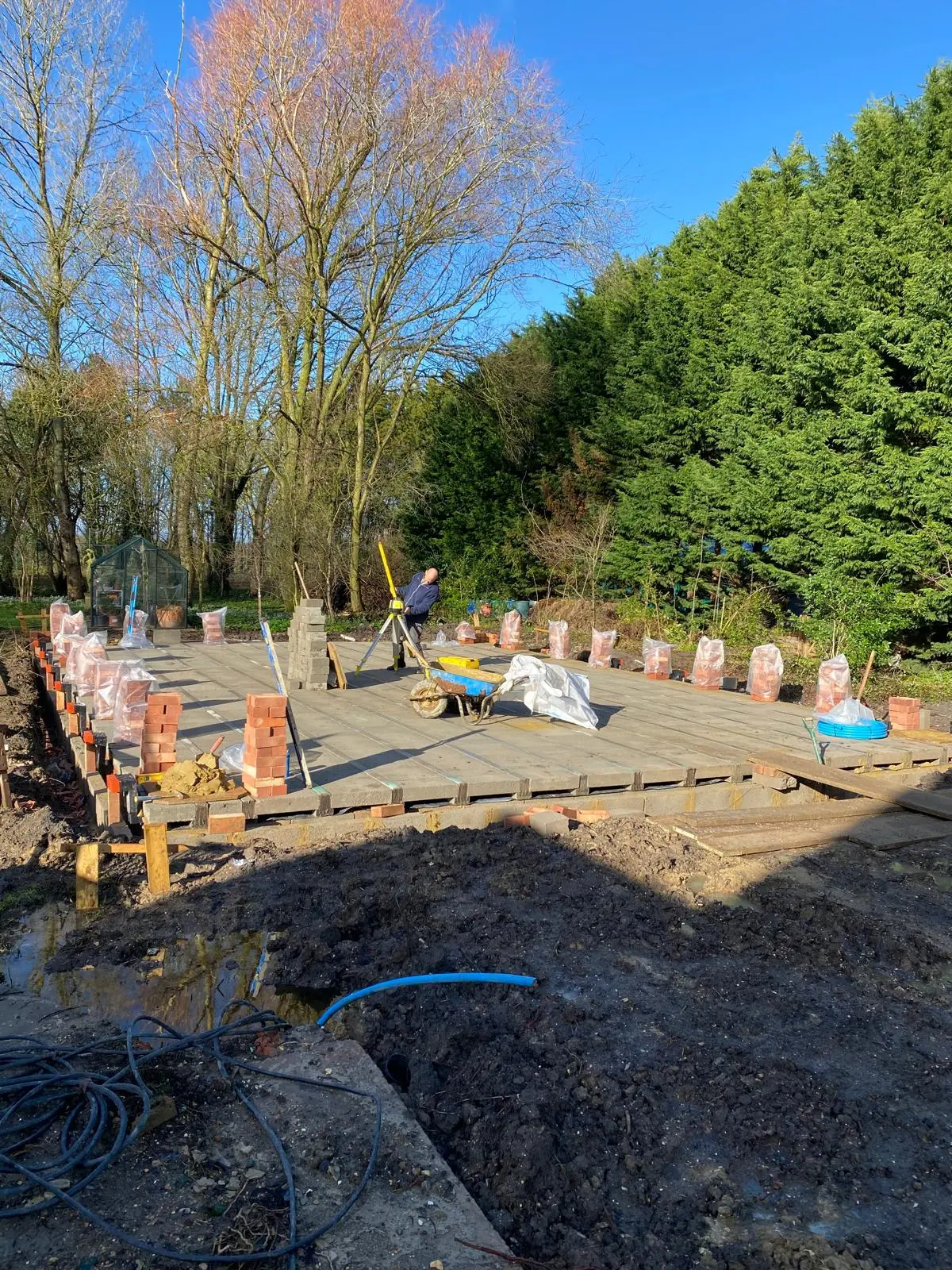Beam and block foundation slab with brickwork, drainage and setting out levels by DBD Builders Ltd